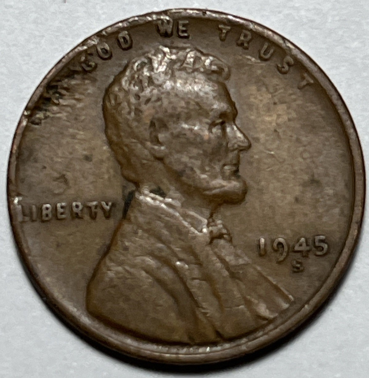 1945 S Wheat Penny Errors Major Strike Through Both Sides