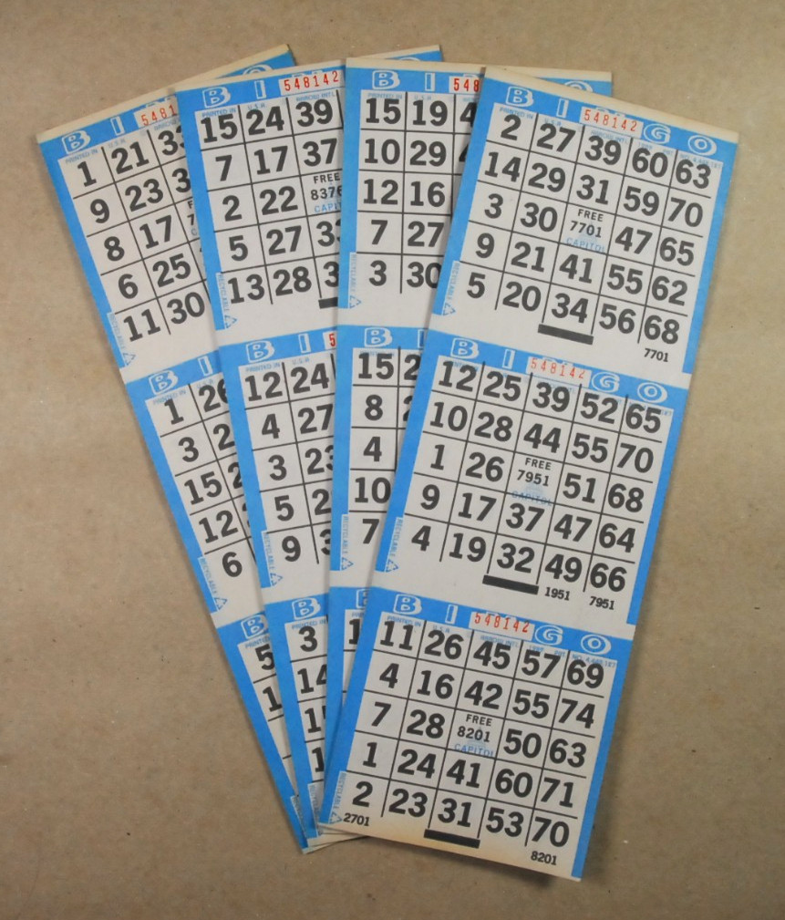 Bingo Paper Cards Sheets 3 on 1 Blue Border - 100 Sheets