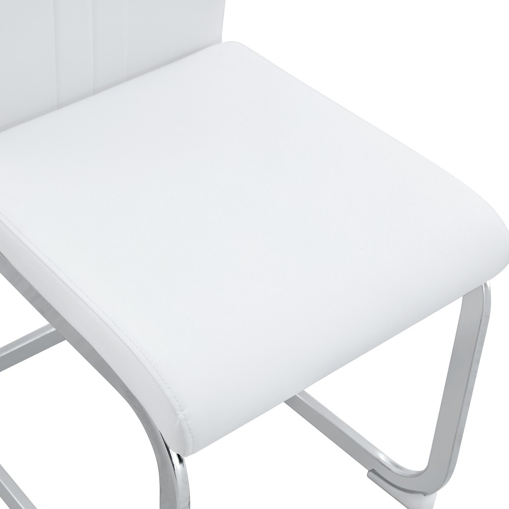 Set of 2 Modern White PU Bow-Shaped Office Chairs, Minimalist & Ergonomic