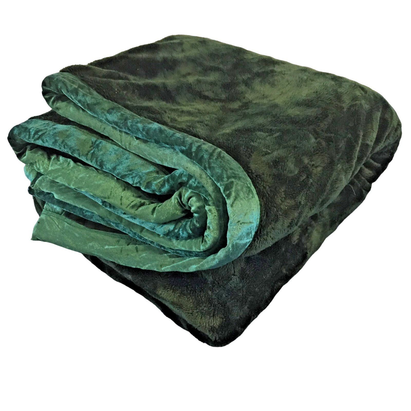 VTG Twin Blanket Emerald Green Thick Luxury Double Thickness Satin Trim