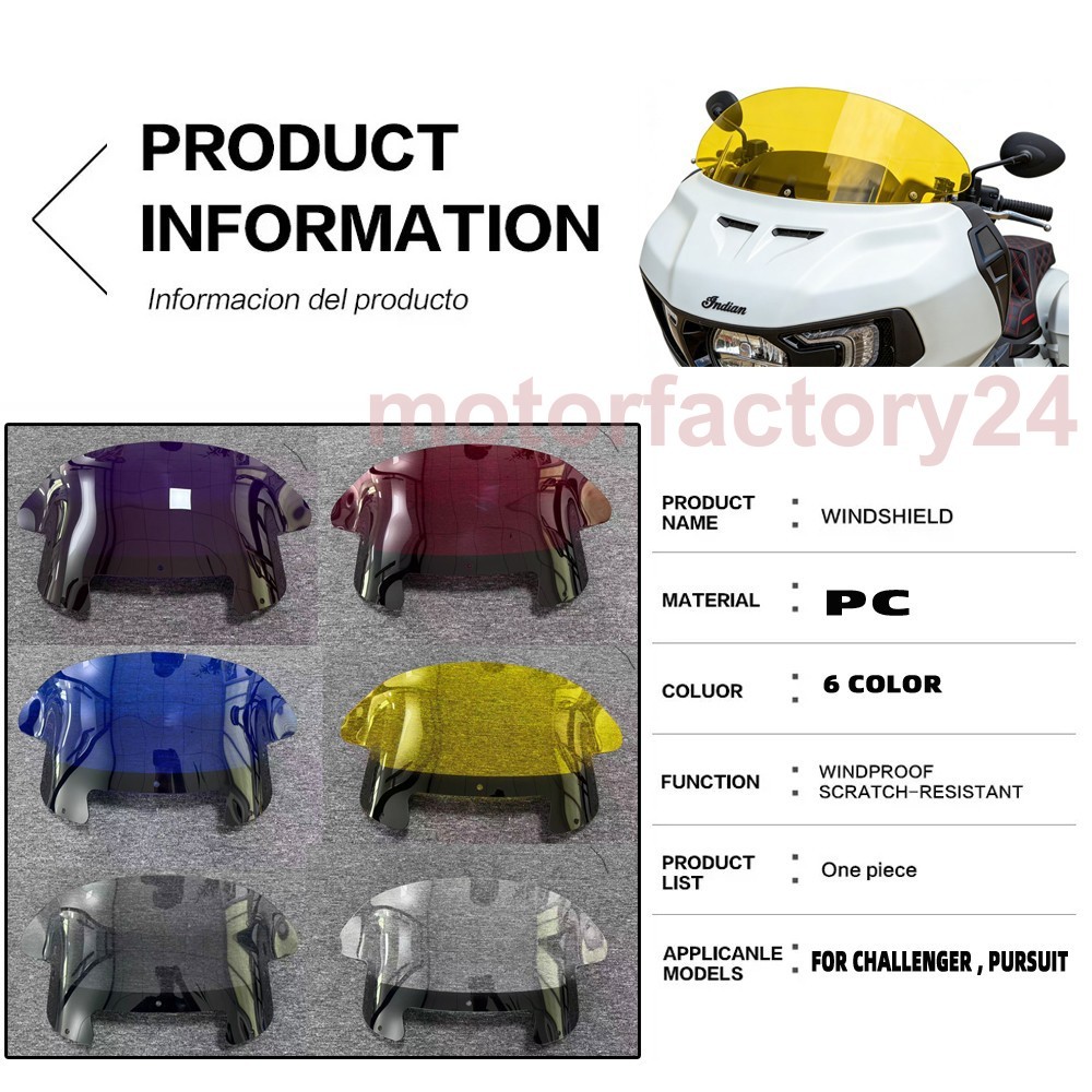 For Indian 2022-2025 Challenger Pursuit 11" Flared Windshield Fairing Windscreen