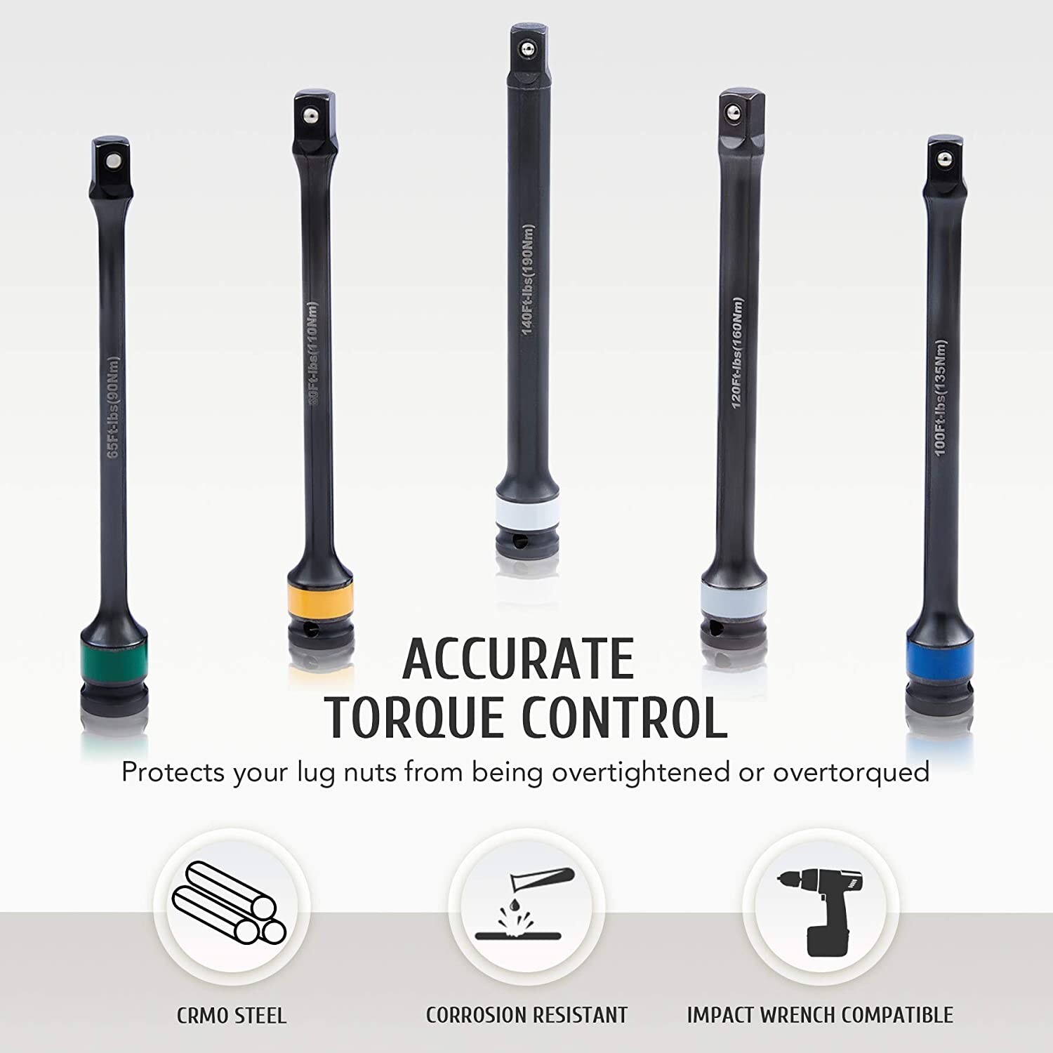 Impact Torque Limiter Bar 1/2" Drive, Adjustable 65 to 140 ft-lb Socket Tool