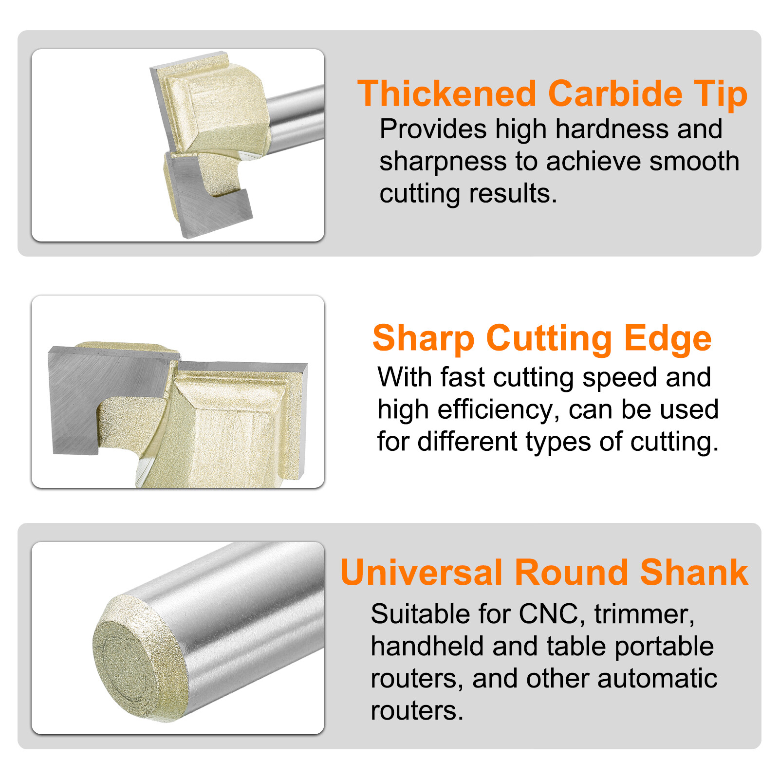 Bottom Cleaning Router Bit 1-1/2" Diameter 1/2" Shank Carbide Tipped Cutter