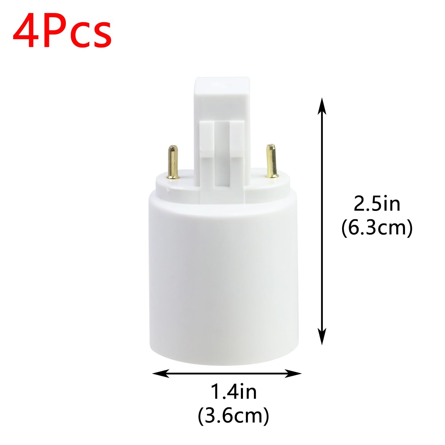 Geesatis 4 Pcs Light Socket Adapter Gx23 to E27 Converters Lamp Holder White
