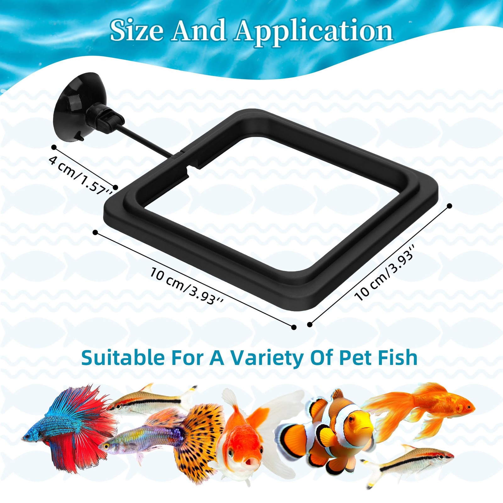 DaToo Fish Feeding Ring Aquarium Square Floating Food Feeder Circle black