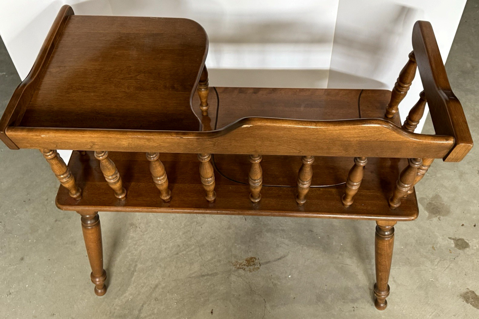 Vintage Nice Ethan Allen Gossip Bench Telephone Table Solid Maple Wood Colonial