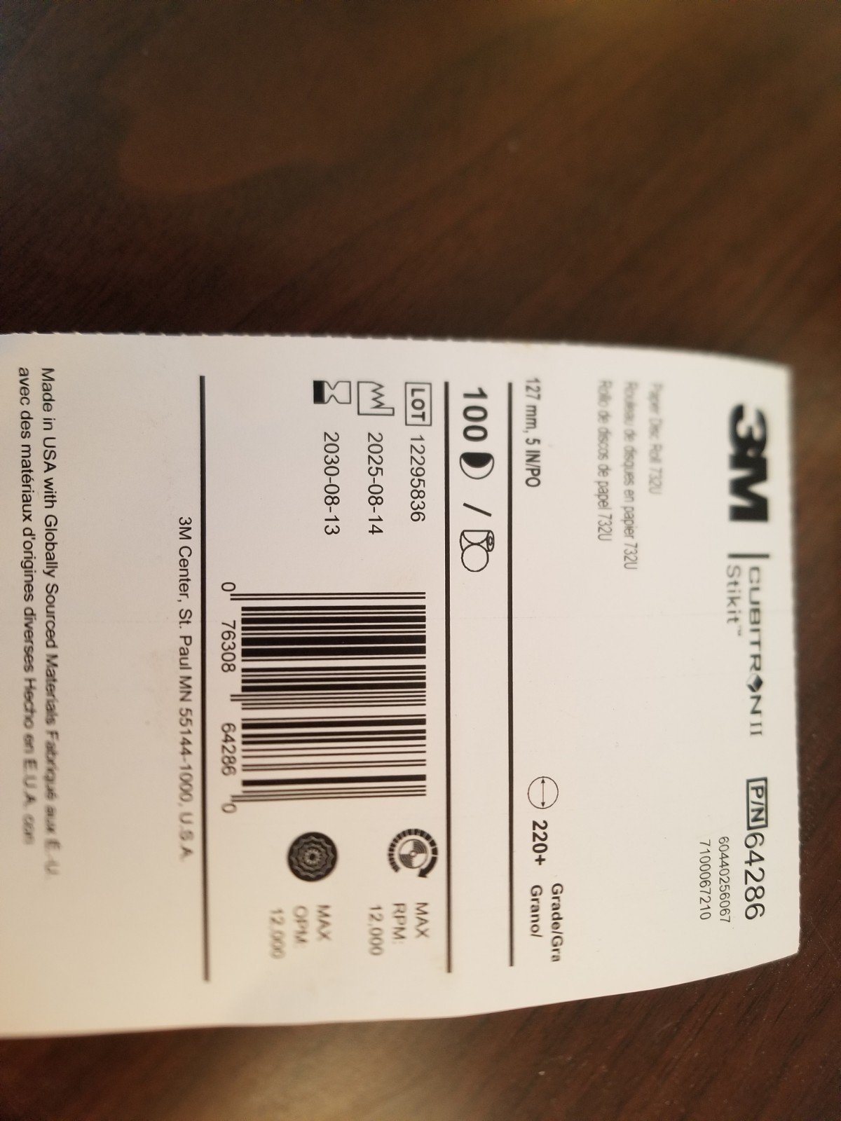 3M 732U Cubitron II 5"xNH Orbital Sanding Discs 220 grit