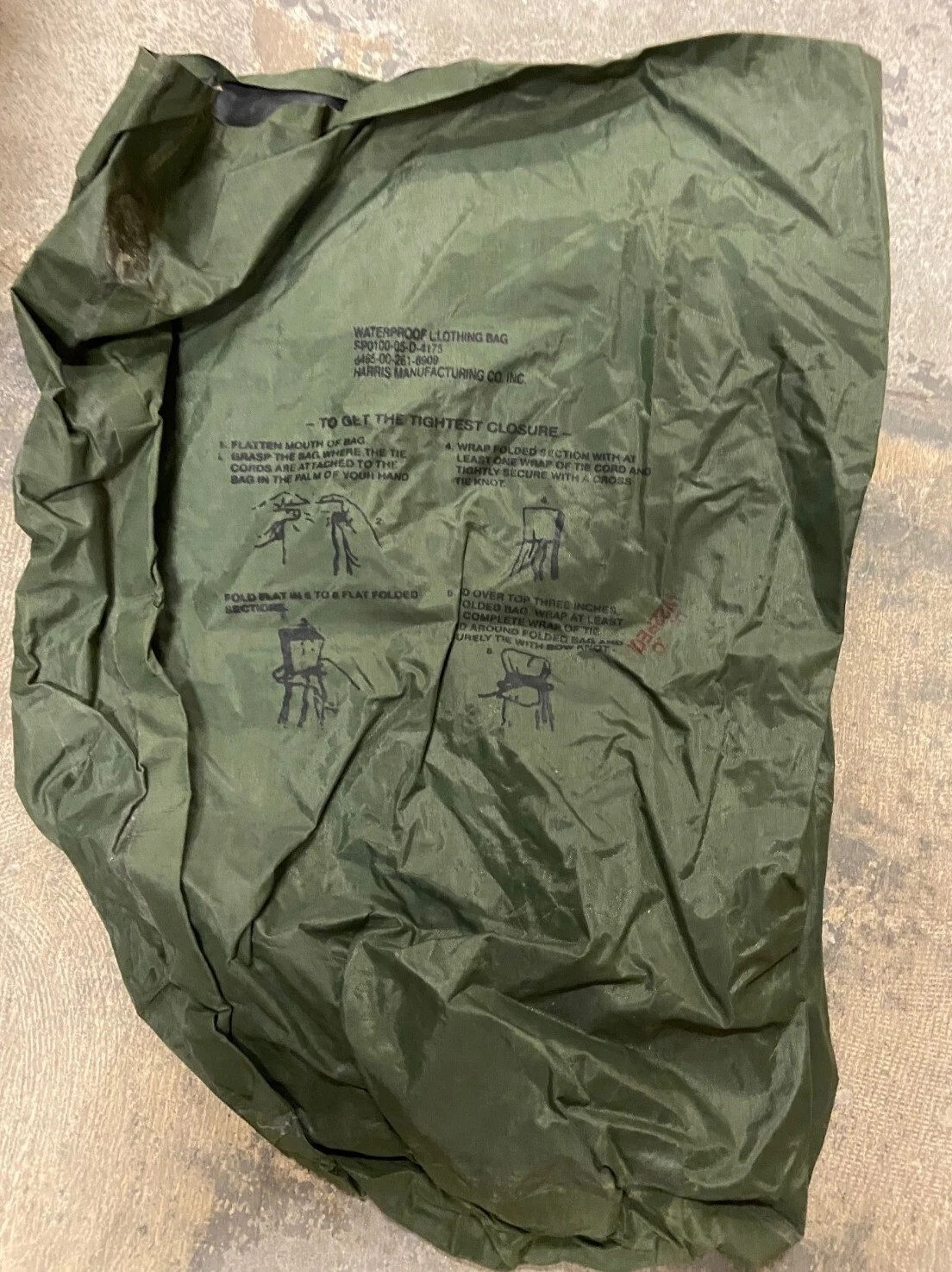 USGI Issue Waterproof Wet Weather Clothing Bag Us Military Laundry Sack OD Green