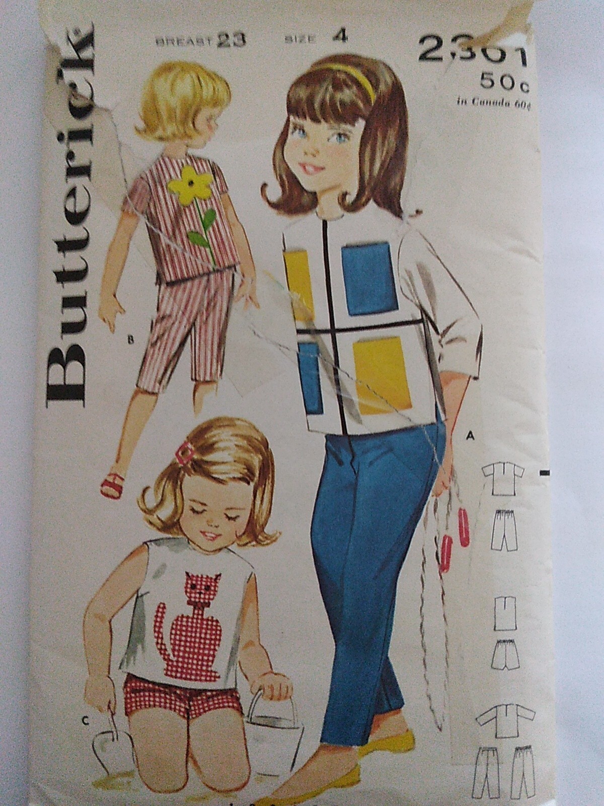 Shirt Tank Top Applique NO PANTS SHORTS Girls 4 Butterick 2301 Sewing Pattern