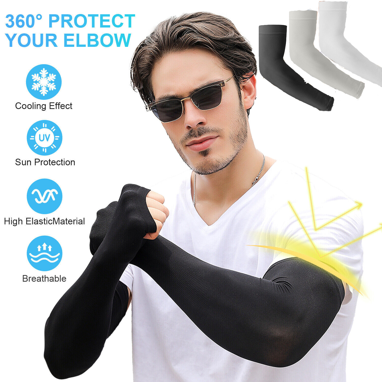 UV Sun Protection Arm Sleeves for Men Women Cooling Cycling Sports Arm Sleeve
