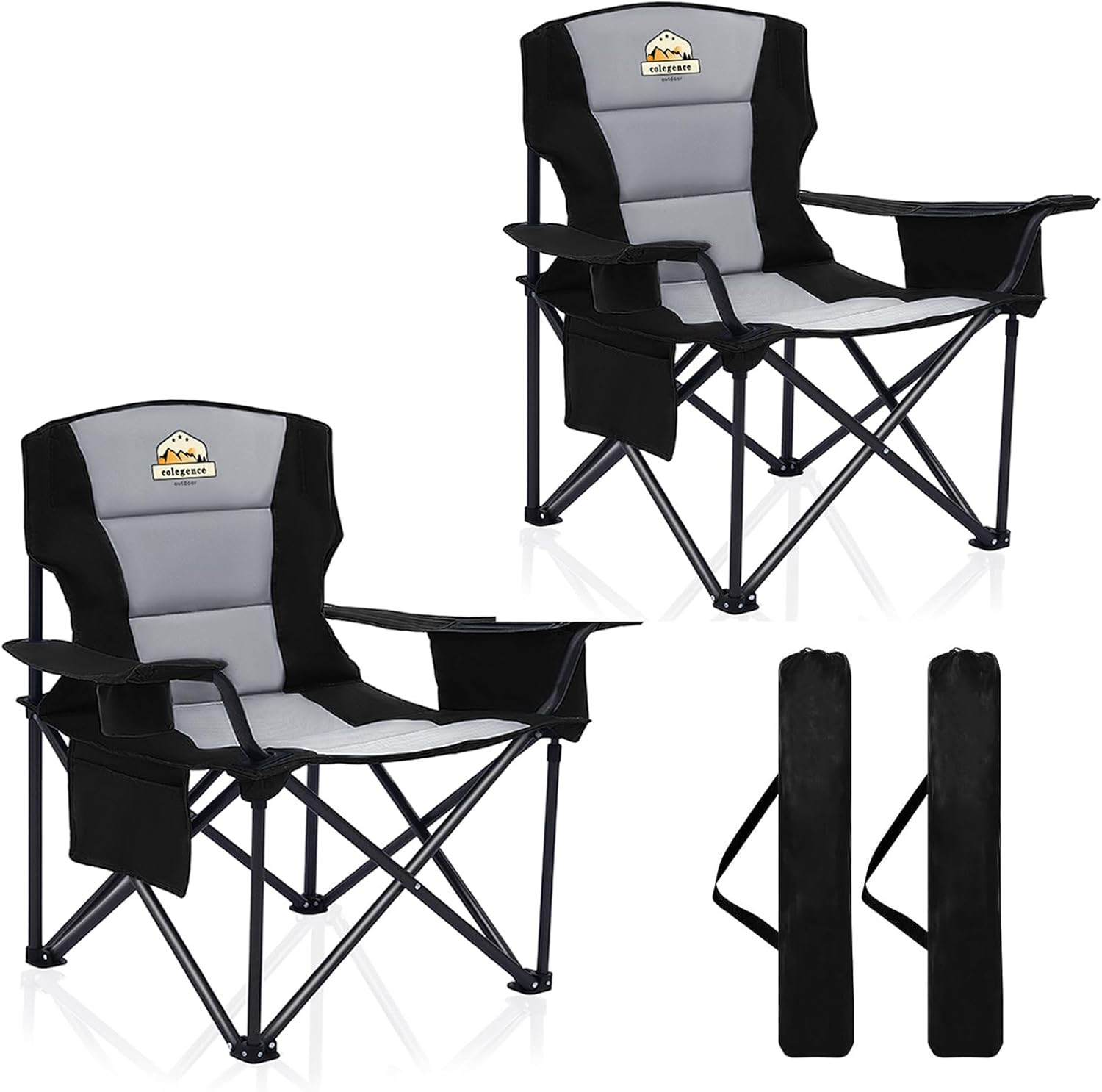 Oversized Camping Chairs 2 Pack - 450Lbs Support Heavy Duty Folding Camp Chair W
