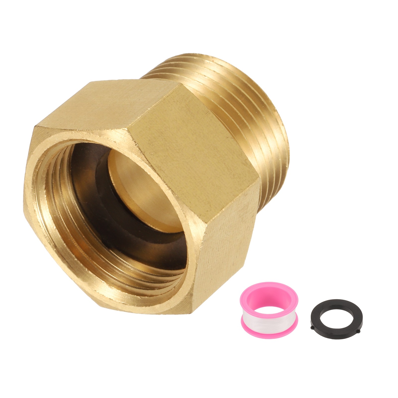 Brass Pipe Fitting, 3/4"G Female x 3/4"NPT Male Hex Nipple Pipe Adapter
