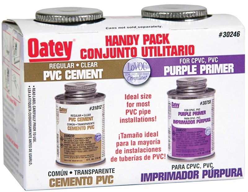 Oatey 30246 PVC Regular Cement and 4-Ounce NSF Purple Primer Handy Pack (1-PACK)