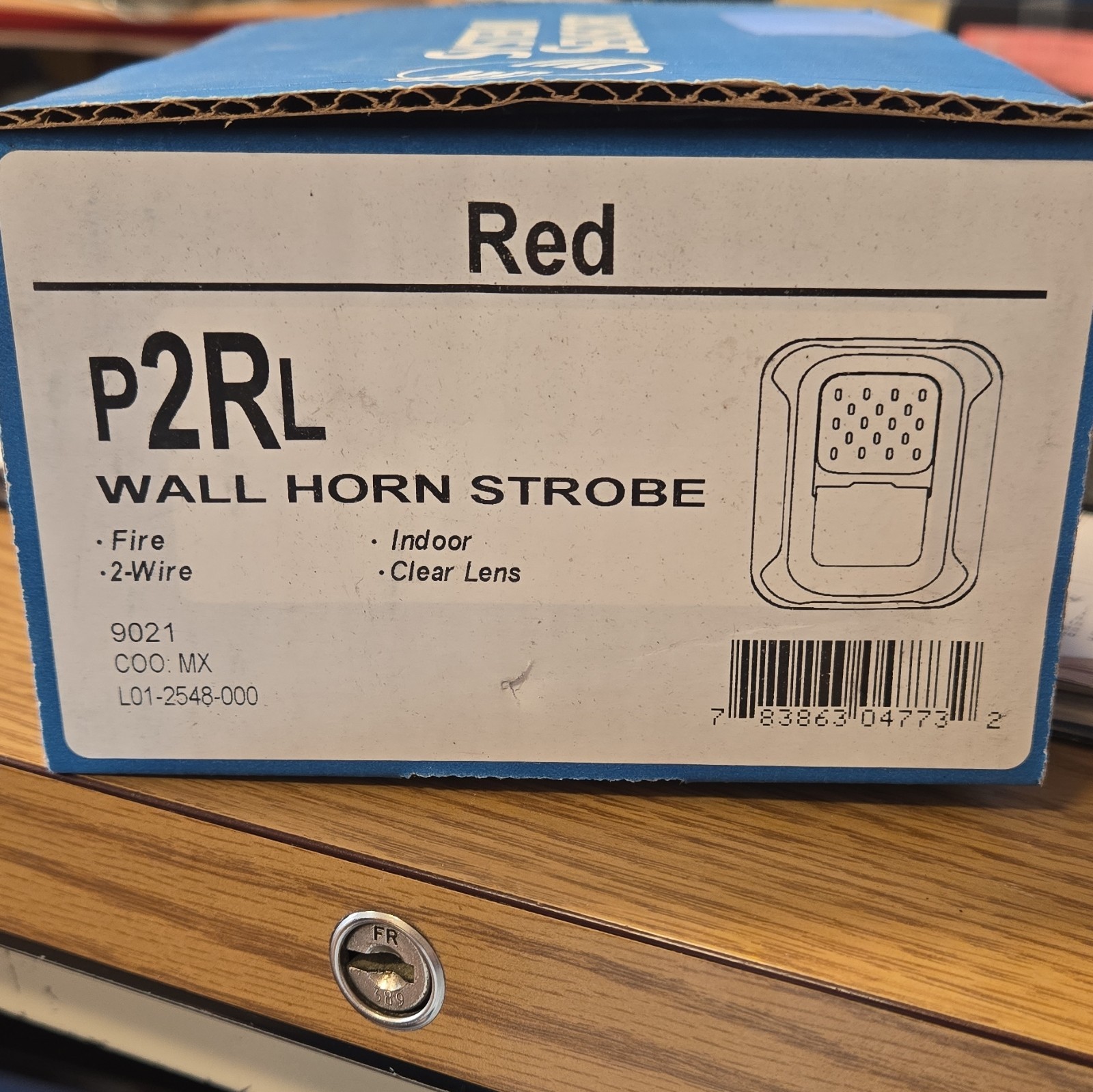 System Sensor P2RL Red Wall Horn Strobe Fire Alarm Indoor 2-Wire Clear Lens