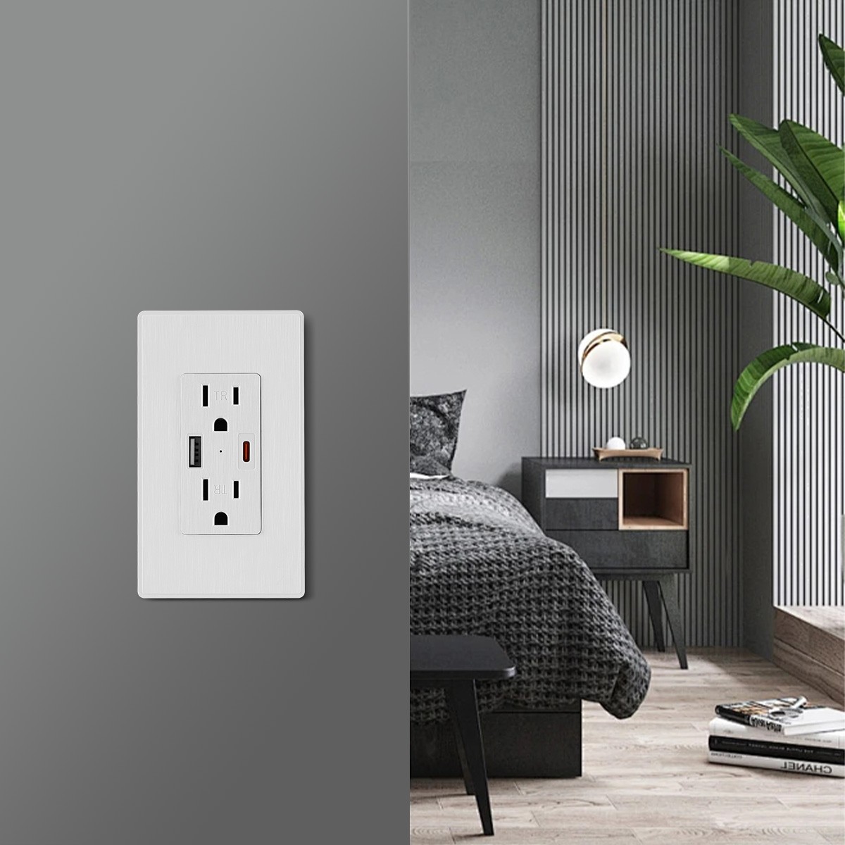 USB Outlet Type-C/A Wall Charger 15A TR Receptacle Plug Electrical Socket US