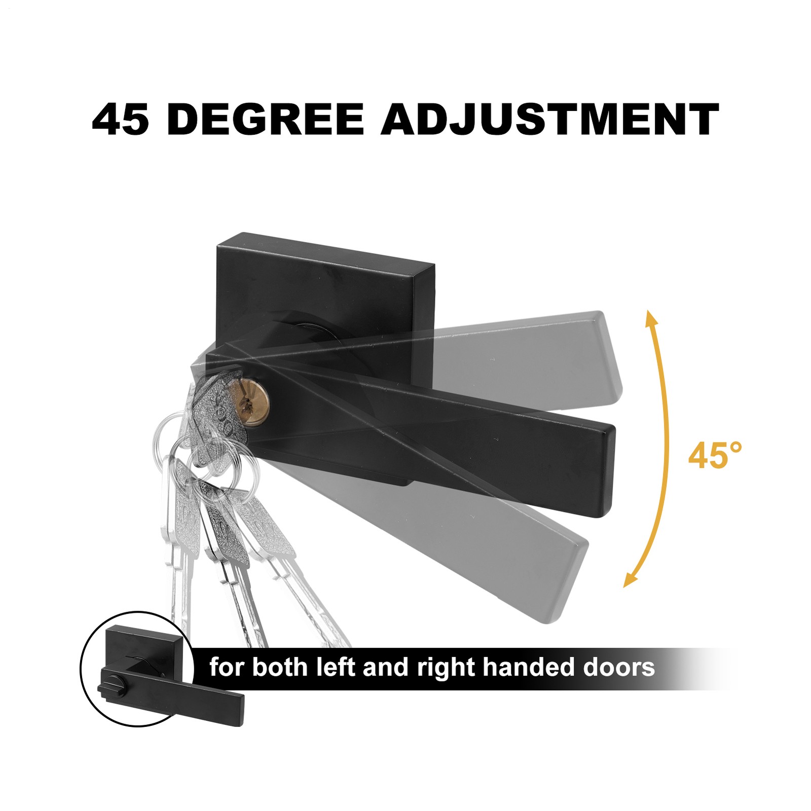 15pcs Matte Black Square Door Lever Handle Privacy Passage Interior Lock