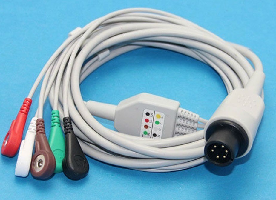 Mindray PM9000 one-piece 6pin 5-lead AHA ECG cable