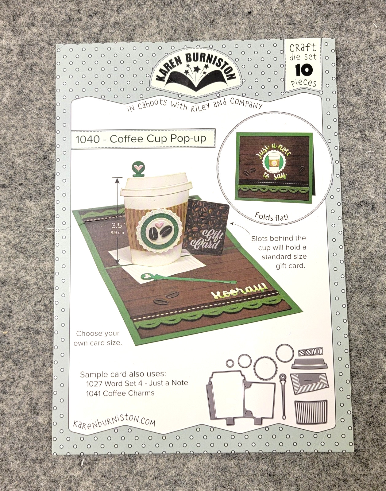 Karen Burniston Coffee Cup Pop-Up Die Set, Used Once #1040