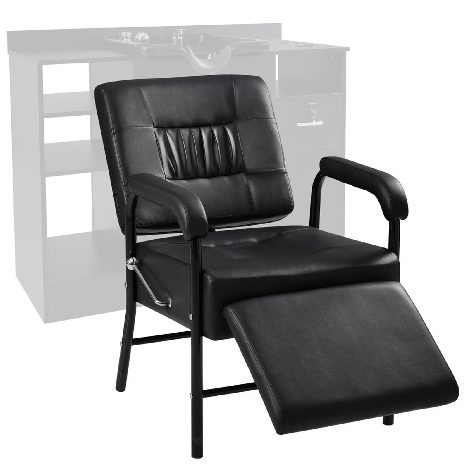 Heavy Duty Adjustable Reclining Shampoo Chair Black Salon Furniture for Beauty