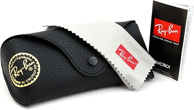 Ray Ban 100% Authentic Black Leather Medium Case, Booklet, Microfiber Cloth,new