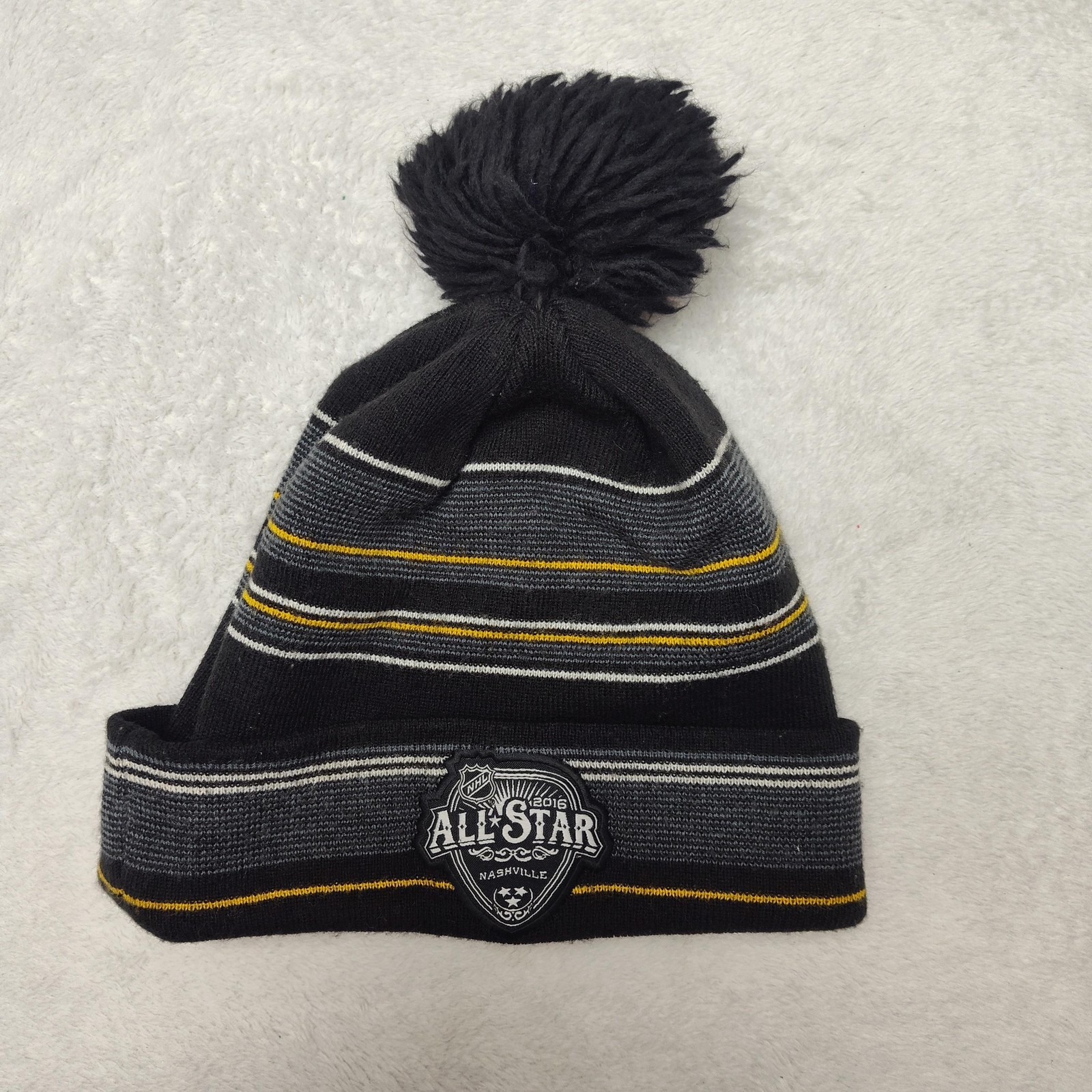 NHL All-Star 2016 Hat Cap Pom Pom Mens One Size Black NHL Hockey Reebok