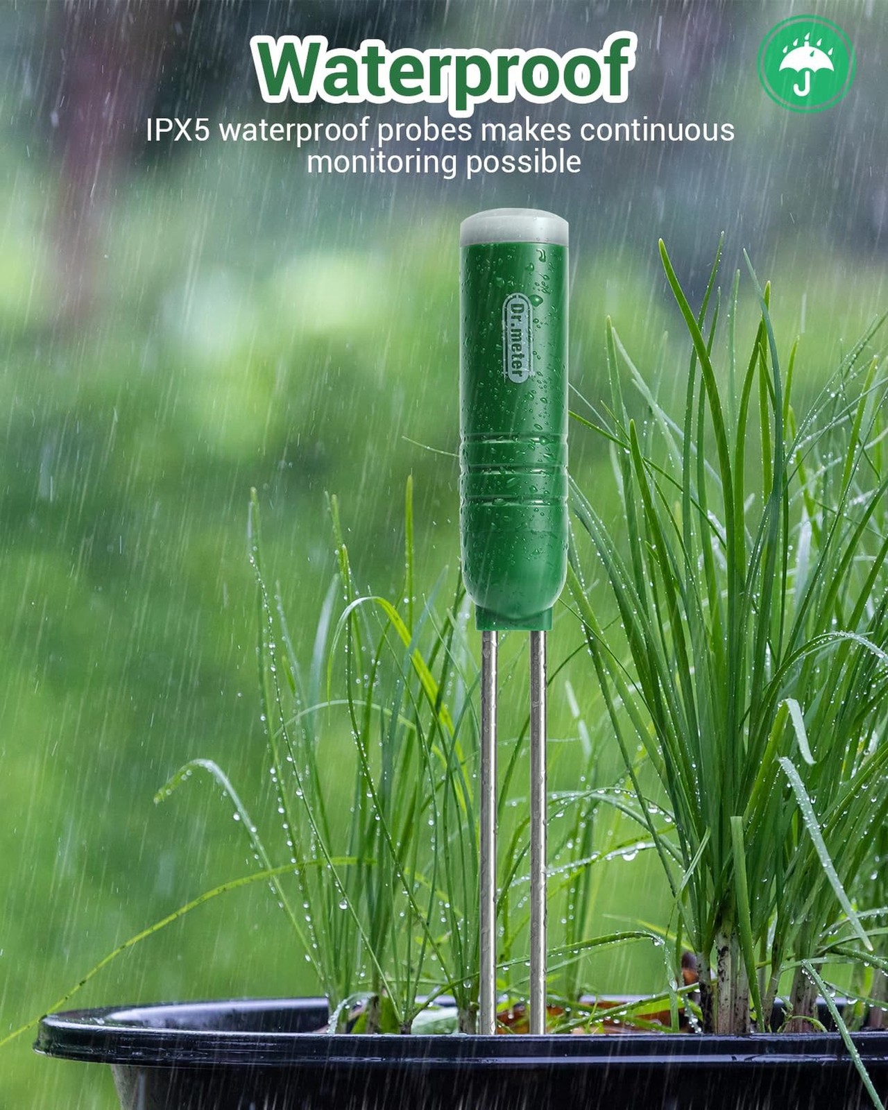 Dr.meter 4-in-1 Soil Moisture Meter, 300ft Wireless Soil Tester Sensor, Tempe...