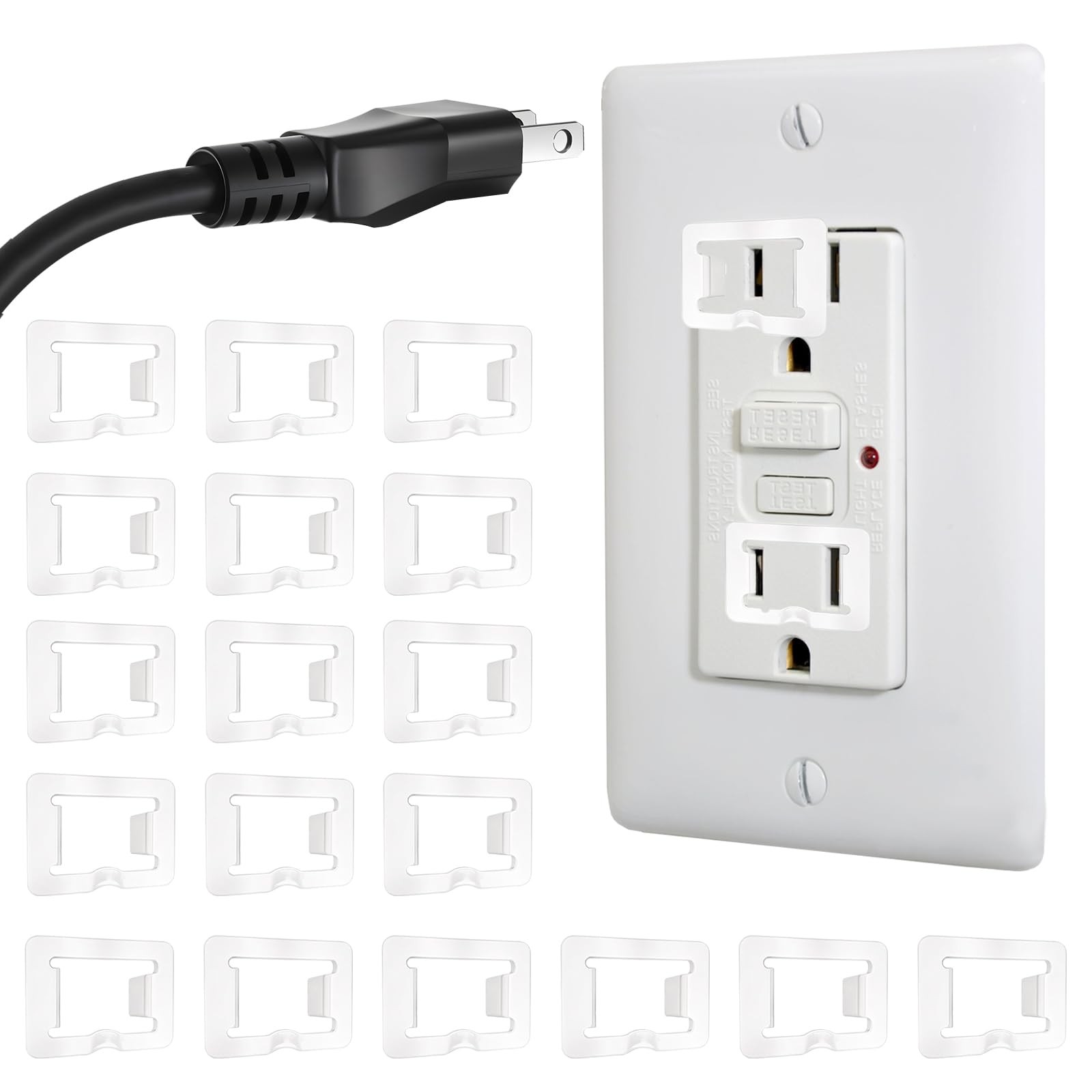 20 Pcs 2 Prong Loose Outlet Plug Fix, Plastic Socket Outlet Tightener Insert ...