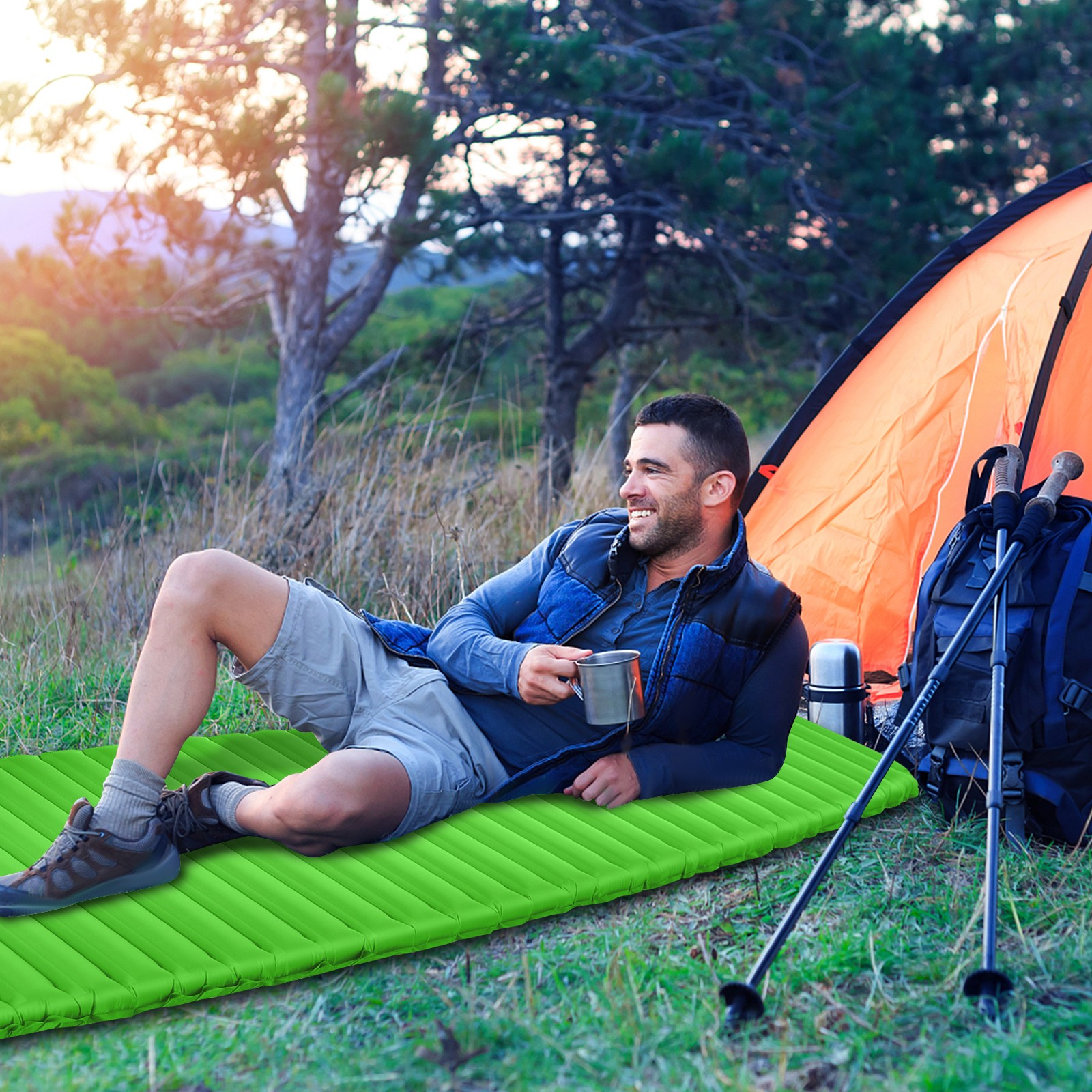 Inflatable 3 Inch Camping Sleeping Pad Waterproof & Comfortable Sleeping Mat