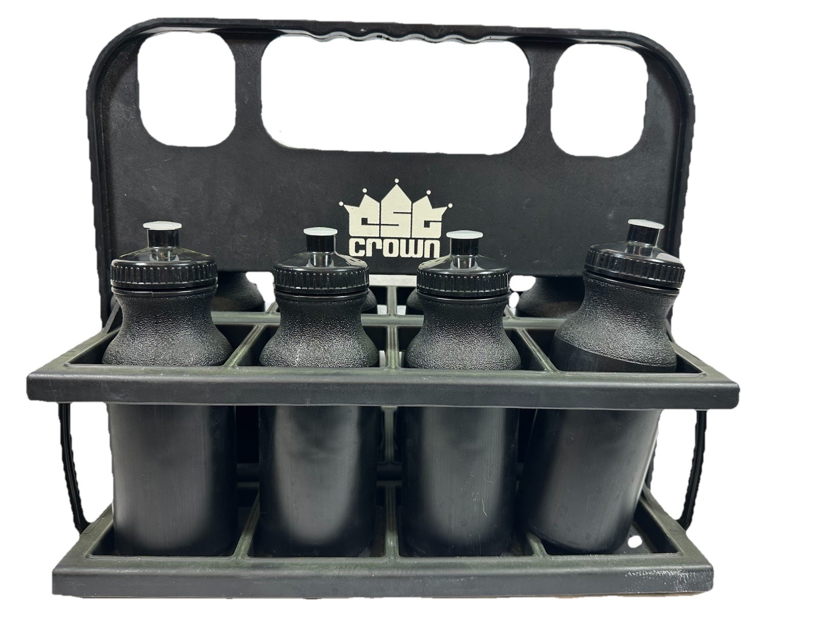 Crown Water Bottle Carrier Collapsible/Foldable Caddy Sports Team For 8 Black
