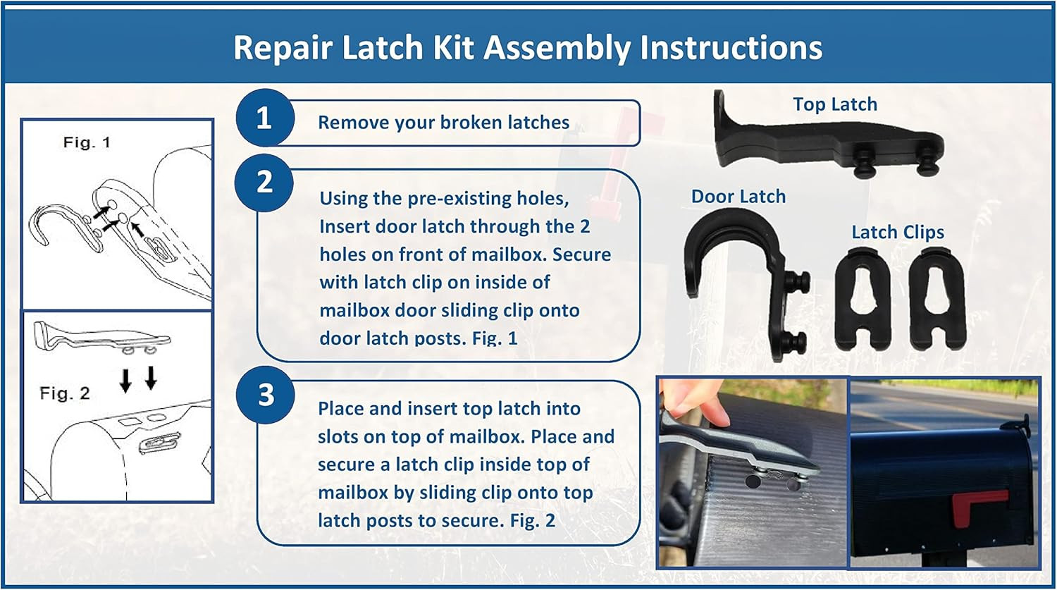 Mailbox Latch Repair Kit Solar Group Replacement Plastic Catch Fix Set