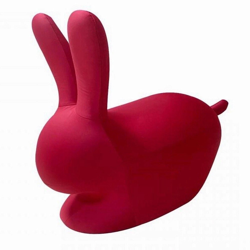 29.5×14.2×28.3 in Large Red Bunny Kids Stool with Wheels – Sherpa Fabric,