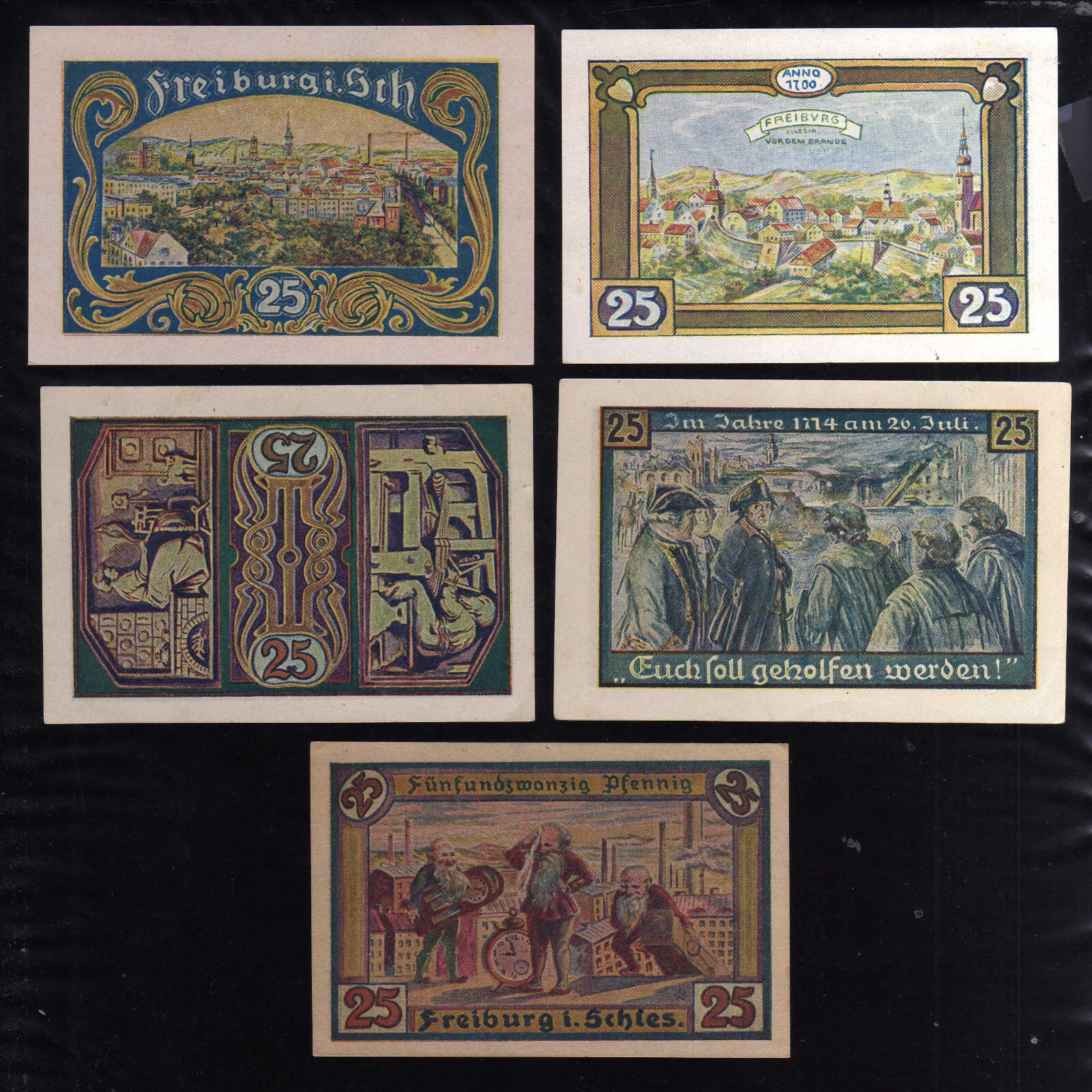 FREIBURG - GERMANY NOTGELD - 5 x 25 PFENNIG