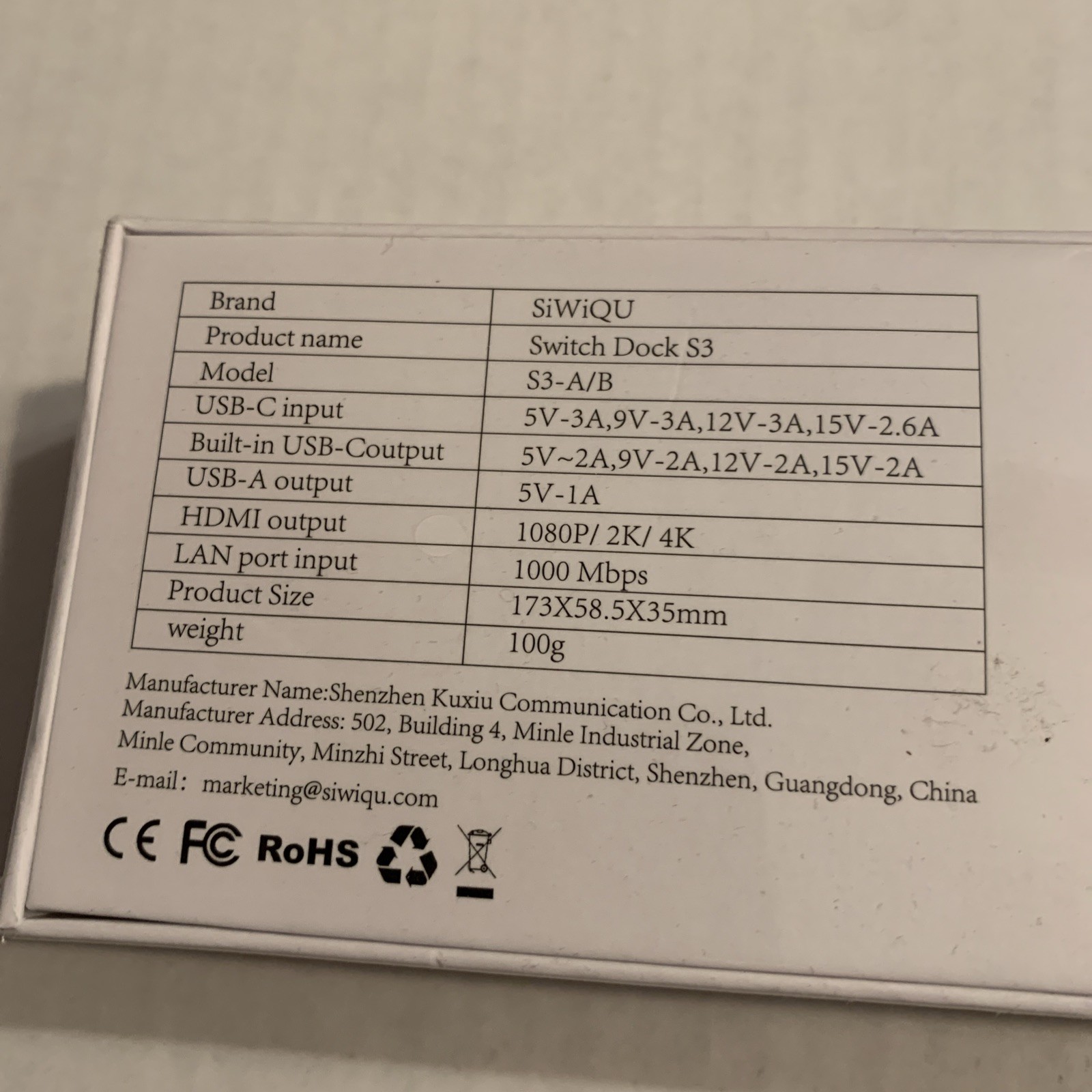 SIWIQU Switch Dock S3 Sealed For Nintendo Switch