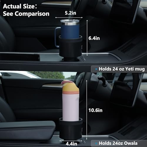 2 Pack Car Cup Holder Expander with Offset Adjustable Base, Medium*2 Black