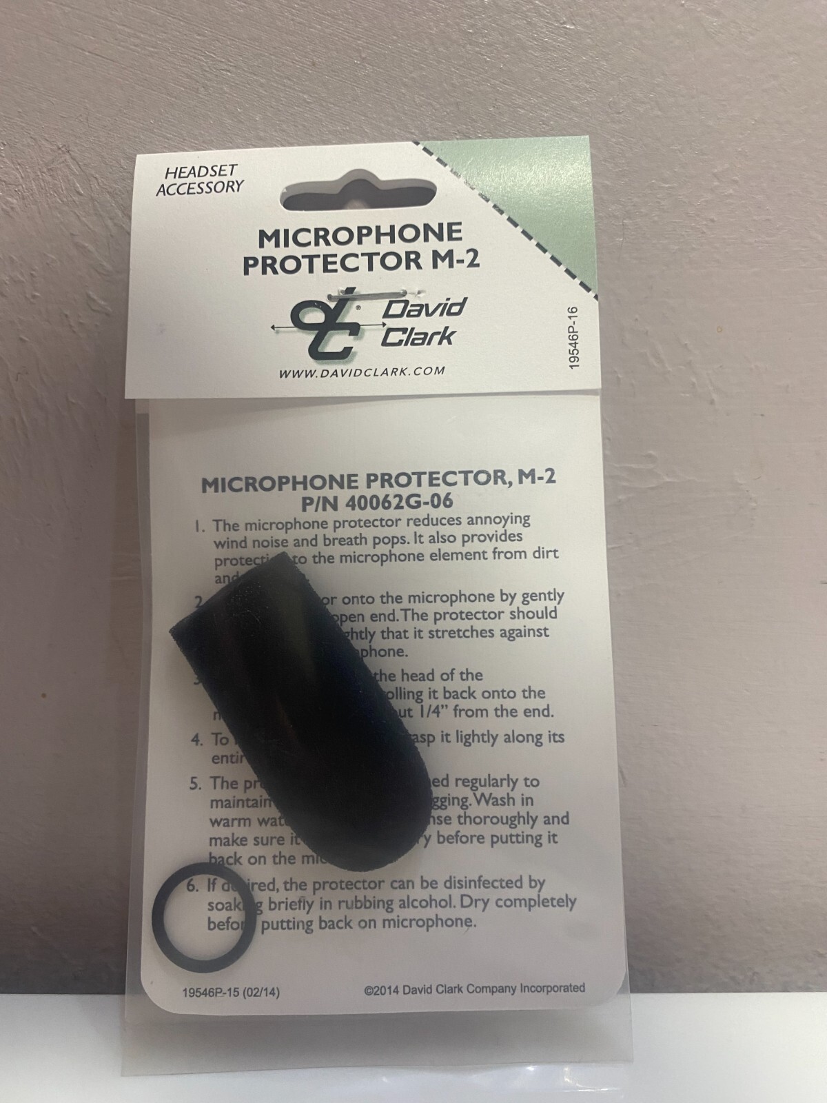 DAVID CLARK MIKE MUFF, WIND SCREEN, COVER p/n 40062G-06 for DC-87 MICROPHONES