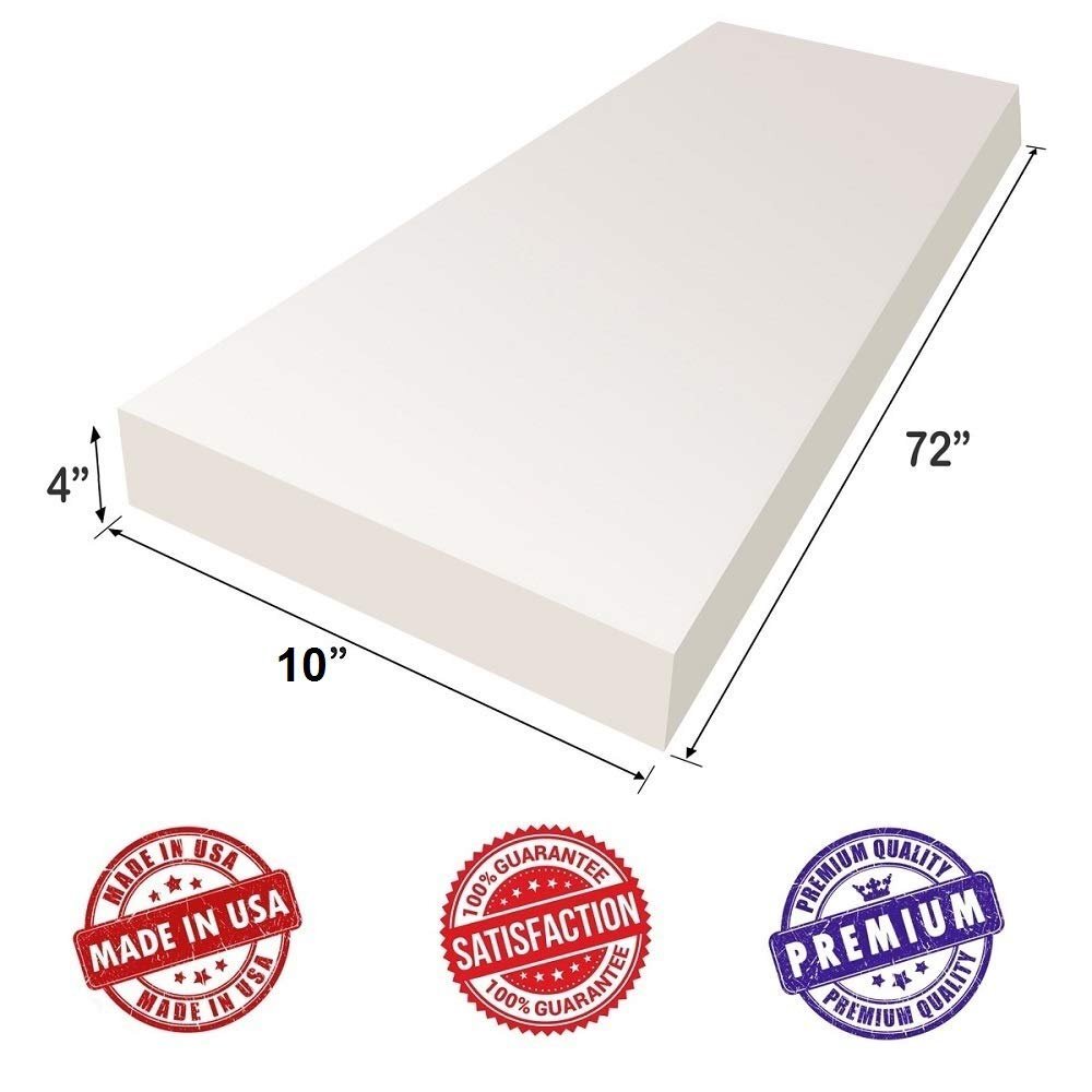 Upholstery Visco Memory 4"H x 10"W x 72"L Foam Sheet 3.5 lb Density