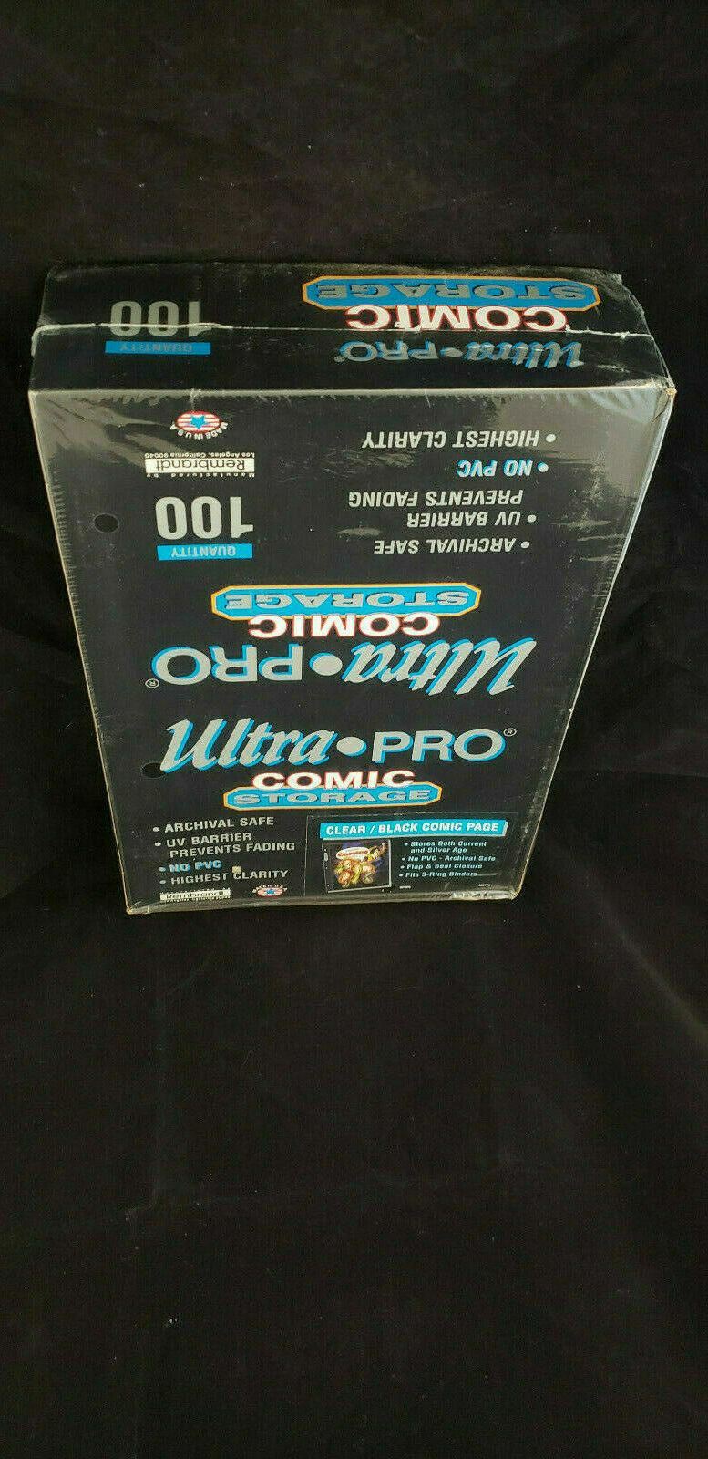 ULTRA PRO COMIC PAGE CLEAR / BLACK BACK COMIC PAGE new in box 100