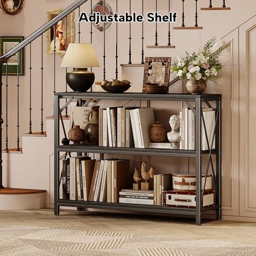 Entry Table 40" Width, 3-Tier Entryway Table with Storage, 40 inch Black