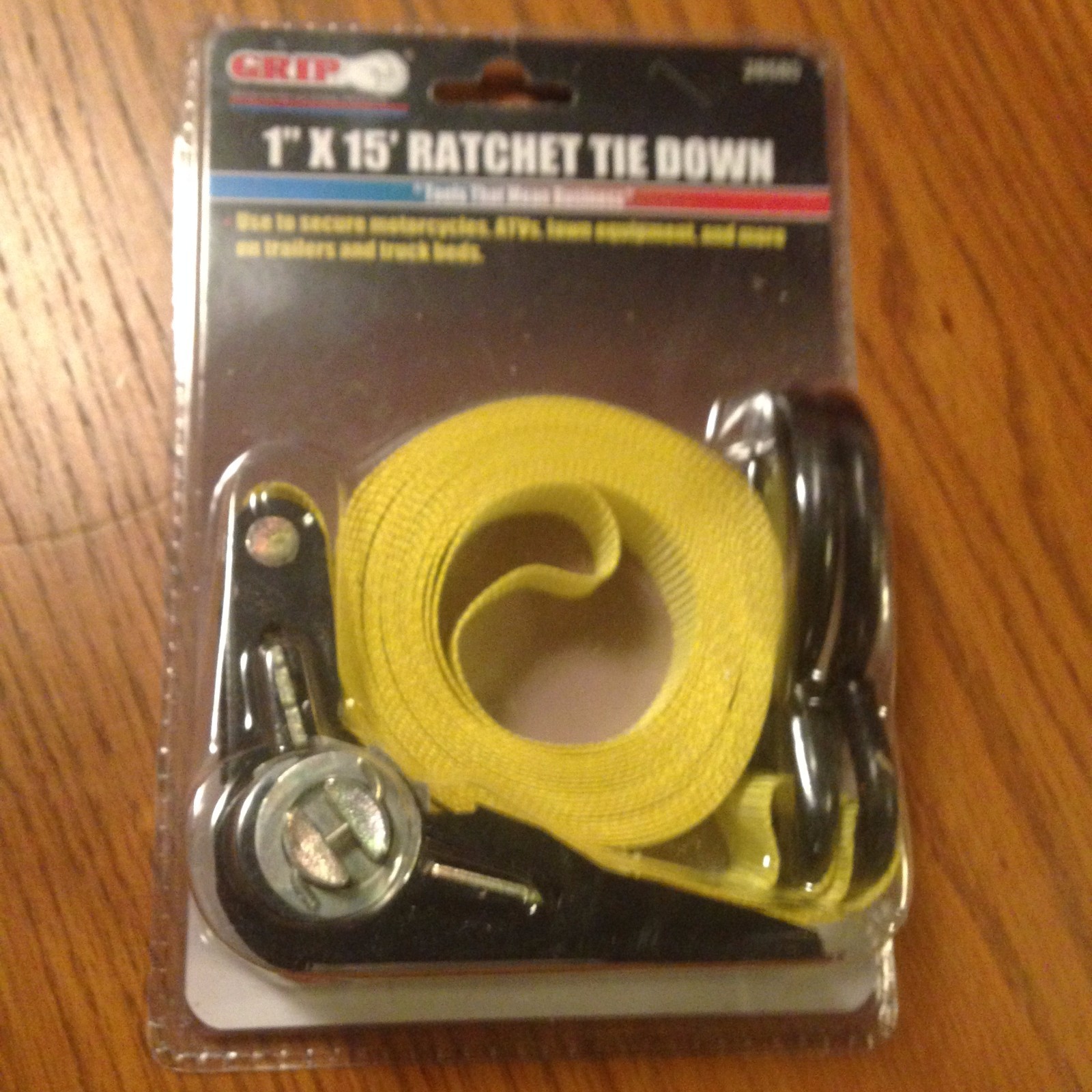Ratchet Tie Down Strap With S Hoook ------------------1" X 15'-------------GRIP