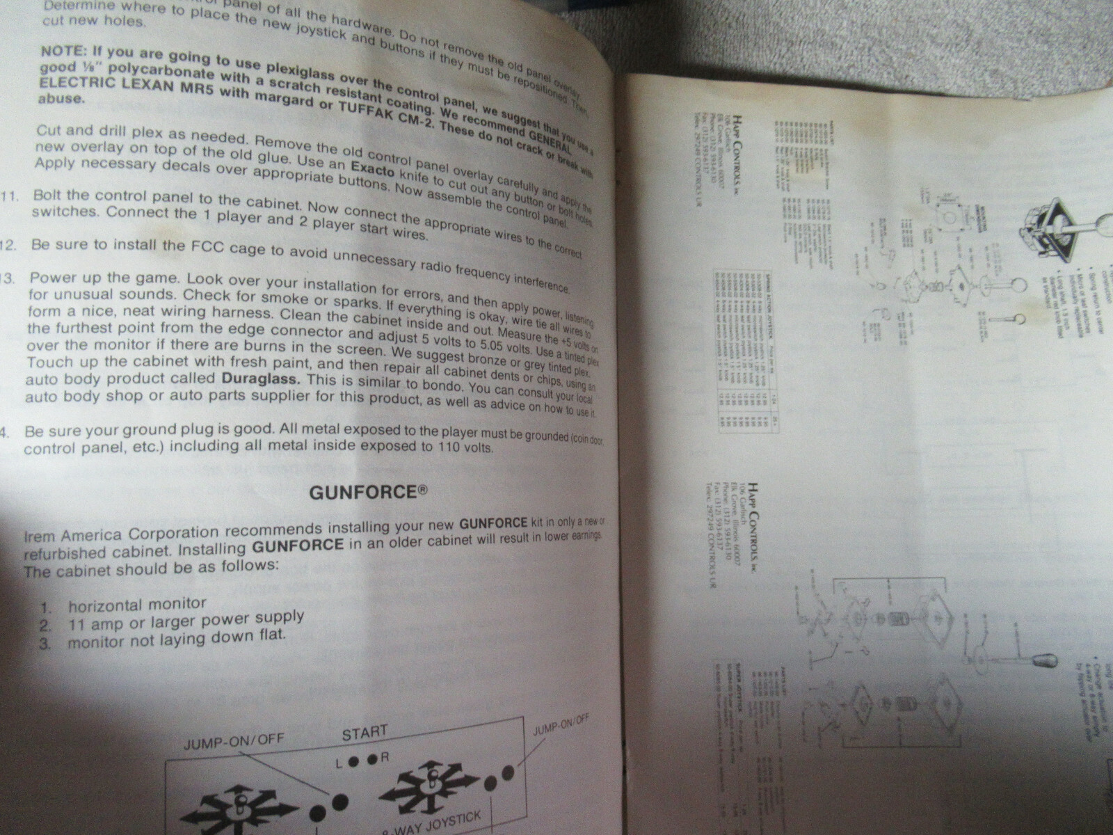 stained cover GUNFORCE IREM GUN FORCE arcade game manual