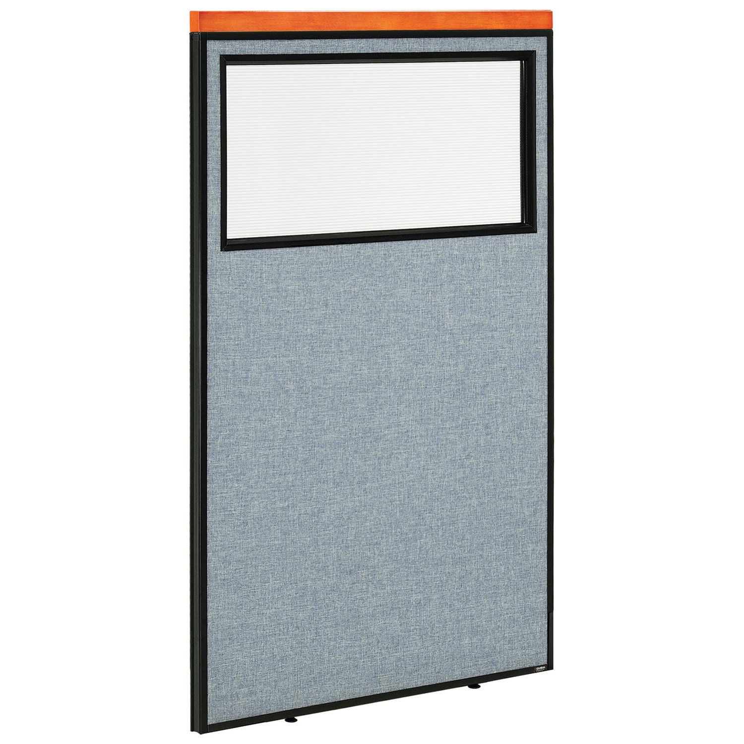 36-1/4"W x 61-1/2"H Deluxe Office Partition Panel with Partial Window Blue