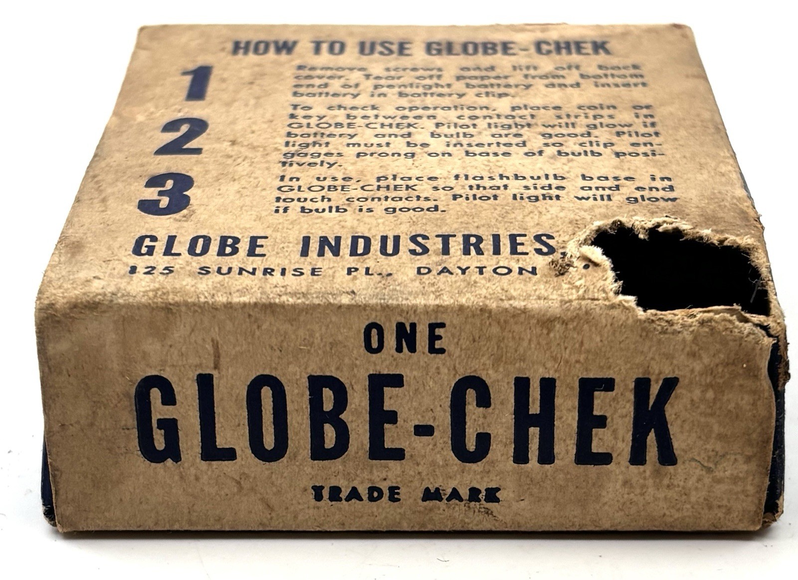 VINTAGE GLOBE CHEK FLASH BULB CHECKER IN BOX with BULB Electronics UNTESTED