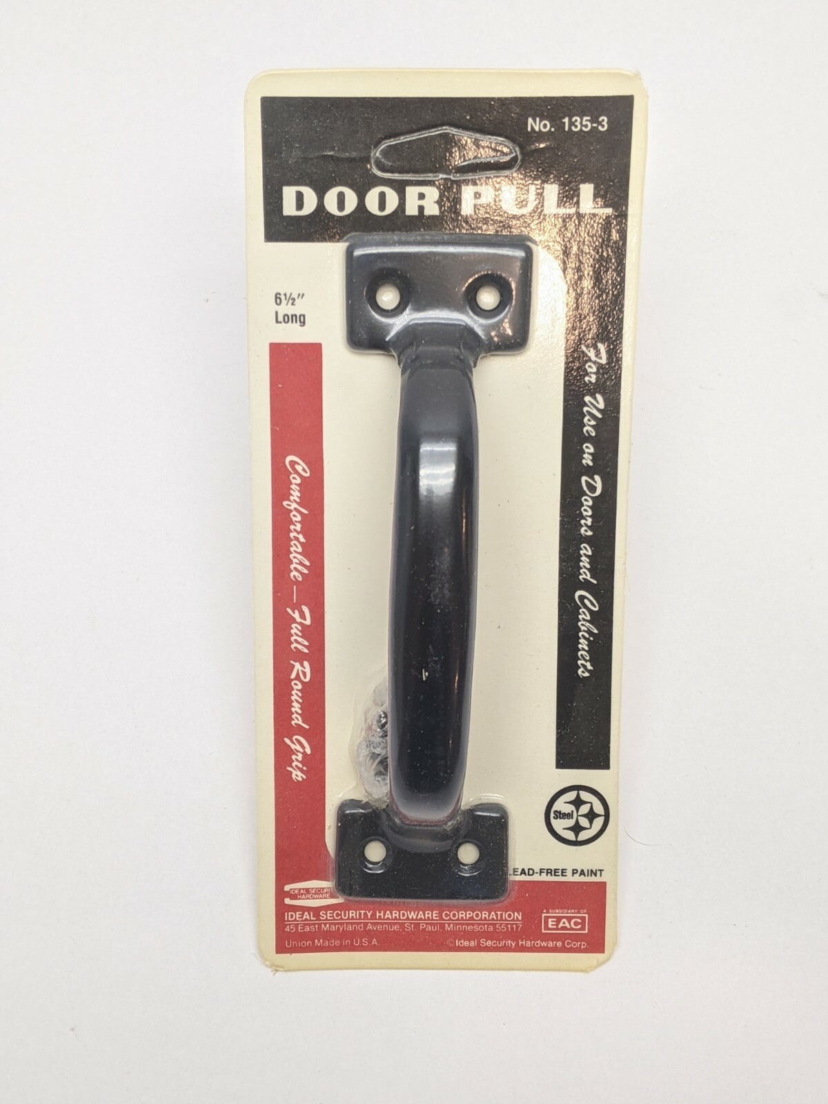 Ideal 135-3 Black Heavy Duty Door Pull 6-1/2" w/ Mounting Hardware