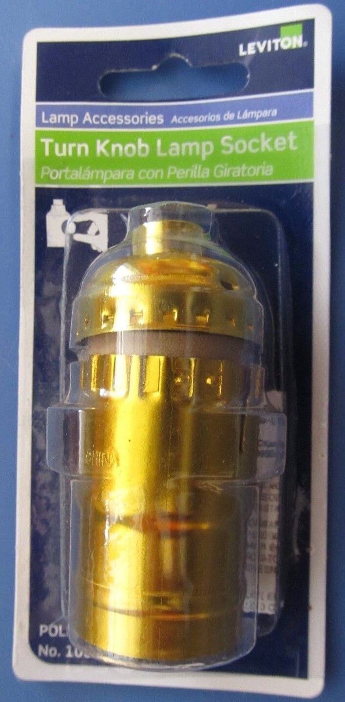 Leviton Turn Knob Lamp Socket #C30-10083-0PG Polished Gilt  Medium Base  NEW