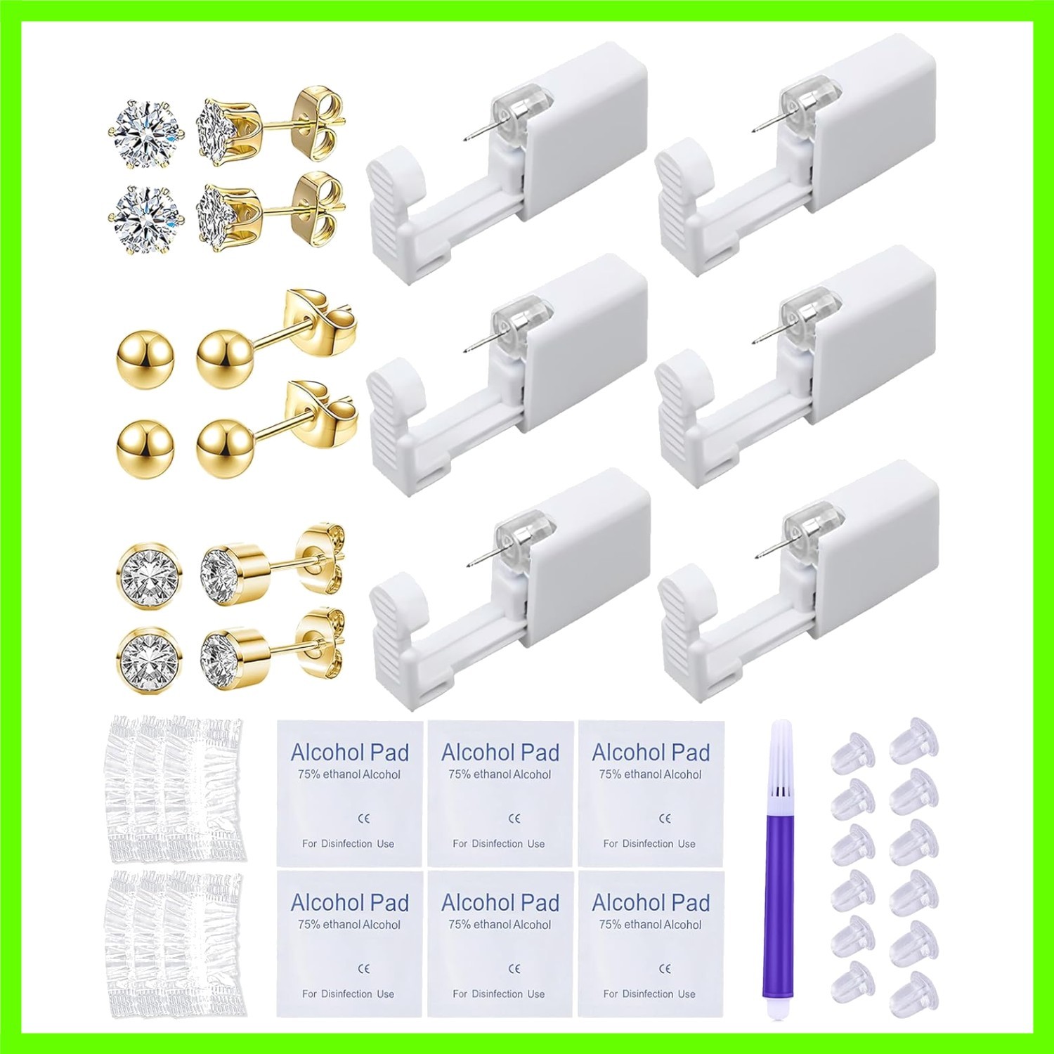 VitaCool Ear Piercing Kit Disposable Ear Piercing Gun Kit with Sterile CZ...