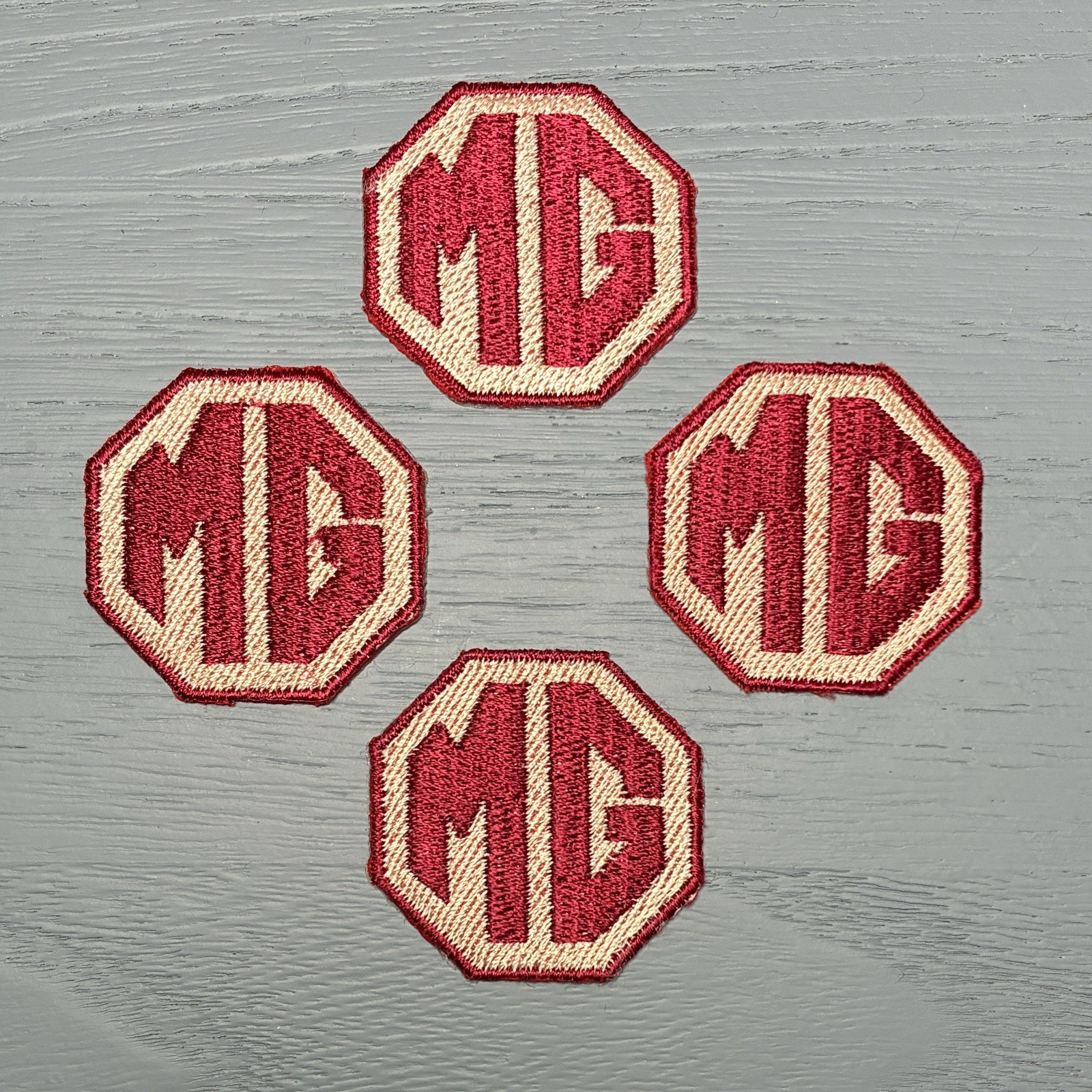 LOT of 4 pcs Embroidered Iron-On MG Logo Patches Appliques
