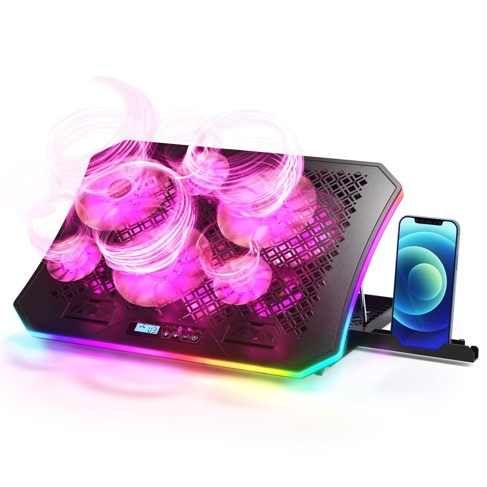 Laptop Cooling Pad, KeiBn RGB Laptop Cooler for 15.6-17.3 Inch Laptops, with ...