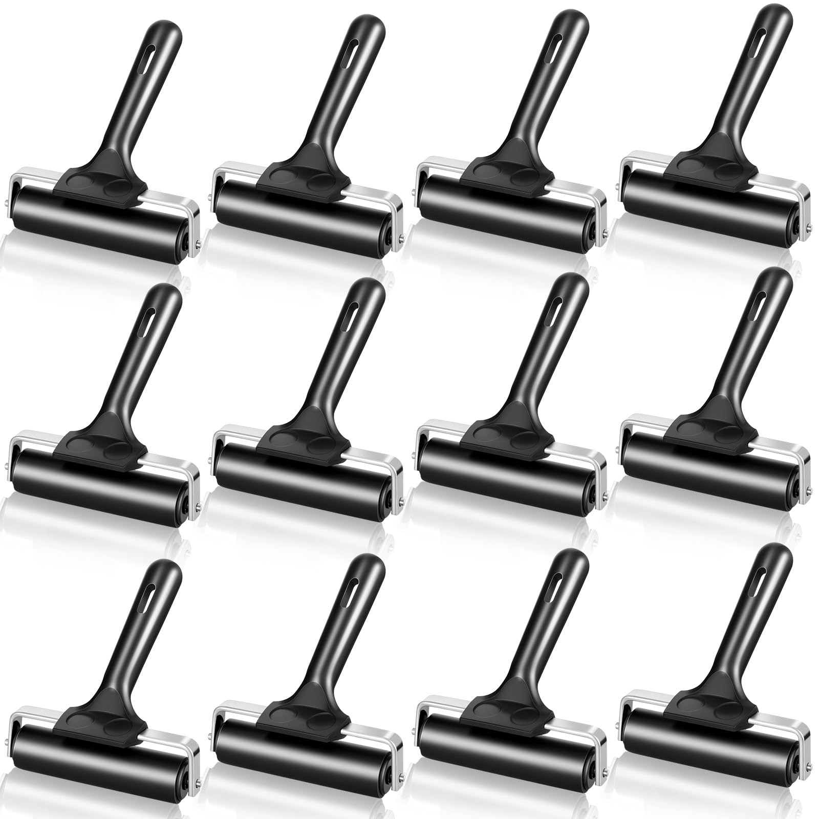 6 Pack 4 Inch Rubber Brayer Roller Hard Rubber Rollers for Crafting Printing ...