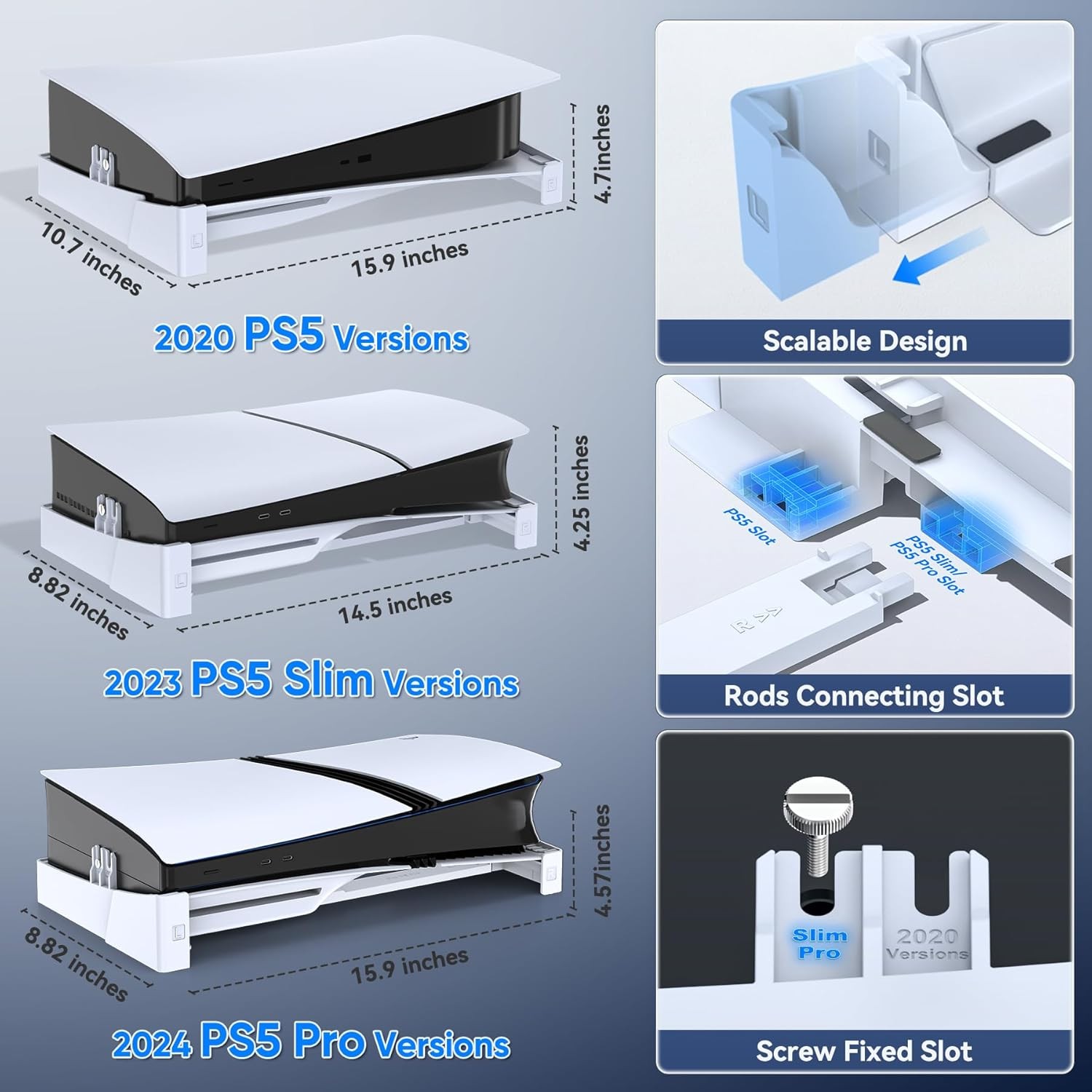 OIVO PS5/Slim/Pro Horizontal Stand for Disc & Digital Console, Stable PS5 Access