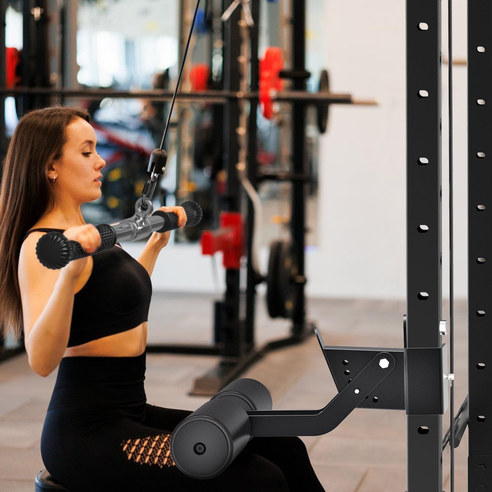 Nordic Hamstring Curl Squat Rack Attachment - Adjustable Leg Hold Down, Leather
